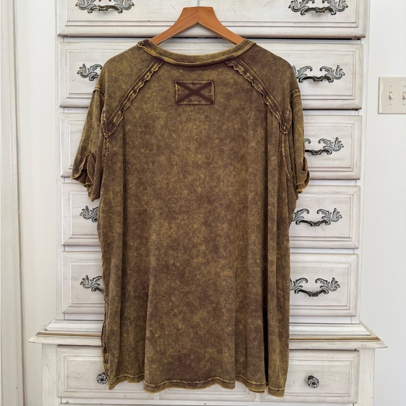 Yellow Acid Wash Ribbed Top - Picture 2 of 4